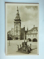 Képeslap, Csehszlovákia, Chomutov, Szentháromság oszlop, a Várostoronnyal