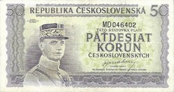 50 korun korona 1945 nem perforált Csehszlovákia 2.