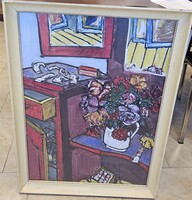 Tenk László csendélet virággal