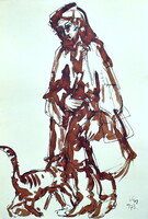 Vincze Győző (1925 - 2001) MACSKÁVAL