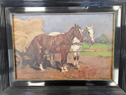 Viski János - Szénásszekér lovakkal