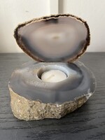 Különleges kialakítású achát ásvány mécsestartó