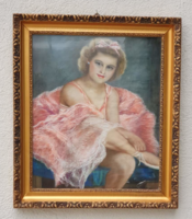 Balerina - Horváth Zoltán pasztell képe - kerettel