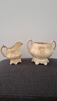 Viktóriánus csontporcelán kiöntő és cukortartó