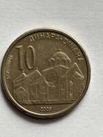 Szerbia, szerb 10 dinár érme,2005
