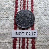 India (Travancore) 1 Fanam 1864 VF ezüst, 10 pont az előlapon