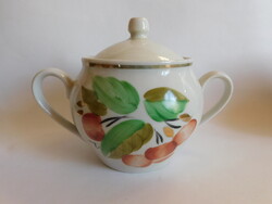 Szovjet porcelán cukortartó cseresznyés dekorral