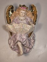 Magyar kézzel festett porcelán angyal  szenteltvíztartó – KOCSIS – hibátlan!