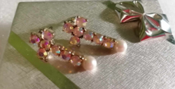 Aurora Borealis Kristállyal és Tekla Gyönggyel Kereszt Alakú Fülbevaló