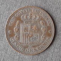 Spanyolország - 5 centimos 1878 OM
