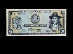 UNC - 50 SOLES - PERU 1975 (Az Inka Vezér képével)