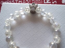 KÜLÖNLEGES! Aura kvarc köves karkötő ezüst angyalkával