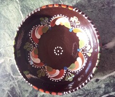 Régi sárospataki cserép falitál/ kínálótál