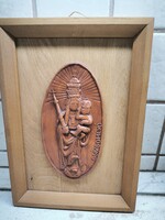 Kép eladó! Csíksomlyó fa alapon, Mária a kisdeddel kerámia kép eladó!