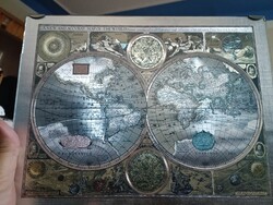 Vintage  gyönyörű A4 méretű világ térkép hologrammos kifogástalan