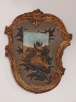 Johann Maresch kerámia falikép,relief,19.sz.,Schloss Thun