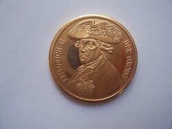 Nagy Frigyes -  Friedrich der Große  aranyozott CuNi  PP emlékérme, Ø30 mm