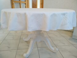 Barokk mintás kerek asztalterítő új, krém színű, világos, 160 cm