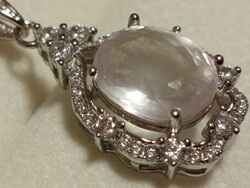 Rózsakvarc 925 ezüst medál