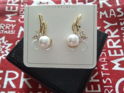 Csodaszép gyöngyös, cirkón köves fülbevaló