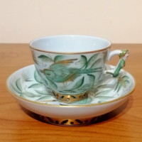 Herendi Zova zöld mokkás csésze + alj