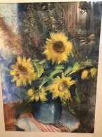 Ördögh László : Napraforgók  pasztell, karton