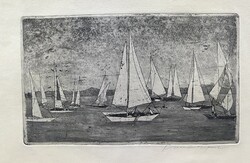 Ábrahám Rafael (1929-2014) Vitorlások a Balatonon