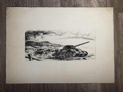 Egri László grafika - tank