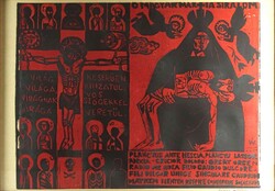 1Y491 Würtz Ádám linómetszet : Ómagyar Mária-siralom