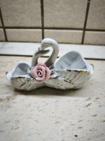 Hattyúpár rózsával kerámia fűszertartó, só-bors tartó  eladó! 14 cm