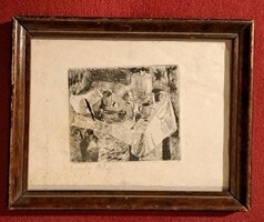 Kondor Béla – Asztali csendélet, eredeti rézkarc, szignált (1960 körül)