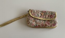 Finom színekben virágos flitteres nőies neszesszer sminktáska kozmetikai táska új sminktükörrel