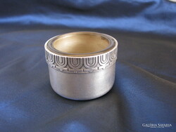 Ezüstözött, üvegbetétes tégely fűszertartó