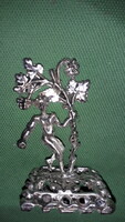 Antik ezüstözött ón szobor miniatúra nemcsak borászoknak !-BACCHUS és a szőlőlugas- 7x5cm HIBÁTLAN