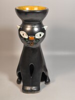 RETRO IPARMŰVÉSZ KERÁMIA CICA FIGURA SZOBOR, GYERTYATARTÓ