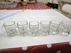 Retro italos pohár 6 db  eladó! Füles,vastag üveg pálinkás pohár 6 db eladó!
