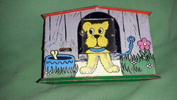 Régi LEMEZÁRUGYÁR fém lemez kutyás persely a képek szerint 2.