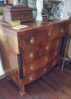 Komód osztrák bieder oszlopos - hasas kis méretű 52 x 100 lap 94 cm Budapestre szállítás megoldható!