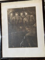 Krón Jenő (1882-1977)_munkások (sérült)_rézkarc_40x30cm