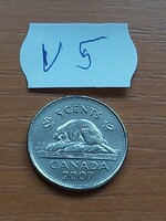 KANADA 5 CENT 2007 II. Erzsébet királynő, HÓD, Nikkellel bevont acél V5