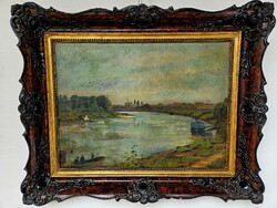 Id.Benedek Jenő Tisza part festmény korai korszakából