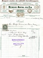 Számla: Bencze Antal és Fia, Faredőnygyár. 1916 Nagybecskerek.