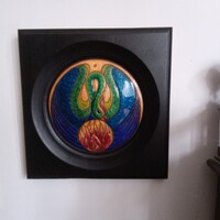 "TŰZMADÁR"..-KOVÁCS ERZSÉBET TŰZZOMÁNC KÉP!