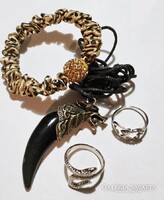 Egyedi ékszer szett vadi uj különleges  gyűrűk hatalmas medálos nyakék