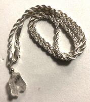 925 csavart Ezüst Lánc kéthegyű Herkimer gyémánt medállal