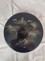 Nagyonszép Kinai kézzel festett  lakk fa több rekeszes kináló, ékszertartó