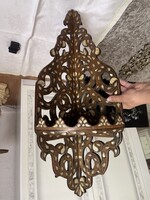 Páratlan kézi munkával készült Keleti faragot fa sorok polc kagyló intarziával.