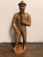 Homolya kerámia – „A pipás” figurális szobor, jelzett, 1950–1960-as évek