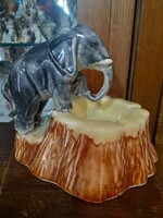 Art Deco, Ditmar Urbach AG 1920-30 Évek Fajansz Kerámia Elefánt Figurás Szivar, Hamutál.Tartó.