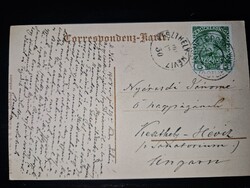 1908, KESZTHELY-HÉVIZ mozgóposta bélyegzés levelezőlapon